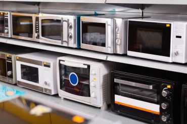 Microwave ovens of different sizes.