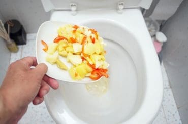 Throwing food in the toilet and flushing it.